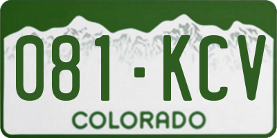 CO license plate 081KCV