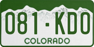 CO license plate 081KDO