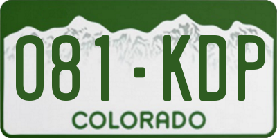 CO license plate 081KDP