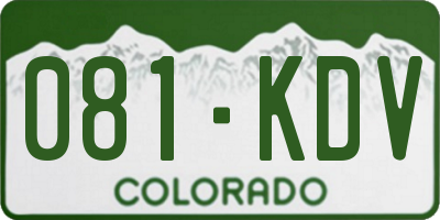 CO license plate 081KDV