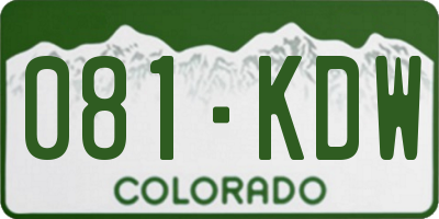 CO license plate 081KDW