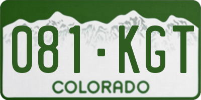 CO license plate 081KGT