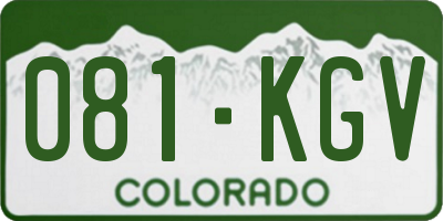 CO license plate 081KGV