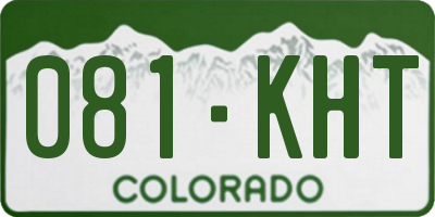 CO license plate 081KHT