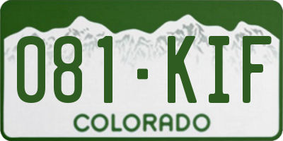 CO license plate 081KIF