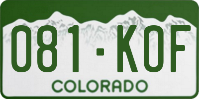 CO license plate 081KOF