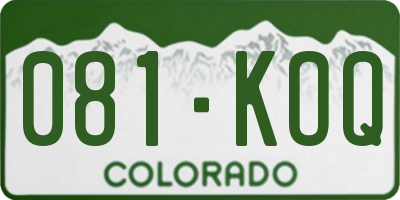 CO license plate 081KOQ