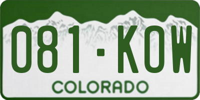 CO license plate 081KOW