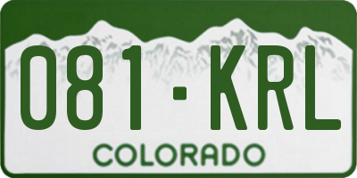 CO license plate 081KRL