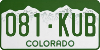 CO license plate 081KUB