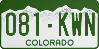 CO license plate 081KWN