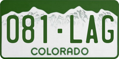 CO license plate 081LAG