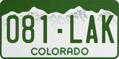 CO license plate 081LAK