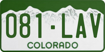 CO license plate 081LAV