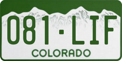 CO license plate 081LIF