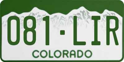 CO license plate 081LIR