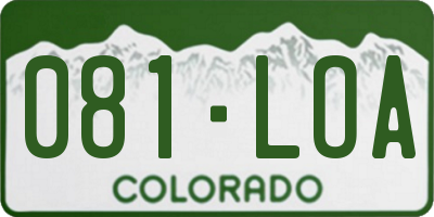 CO license plate 081LOA