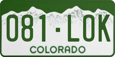 CO license plate 081LOK