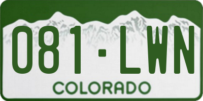CO license plate 081LWN
