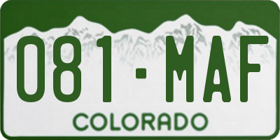 CO license plate 081MAF