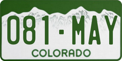 CO license plate 081MAY