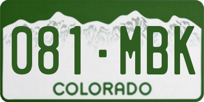 CO license plate 081MBK