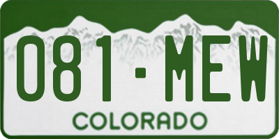 CO license plate 081MEW