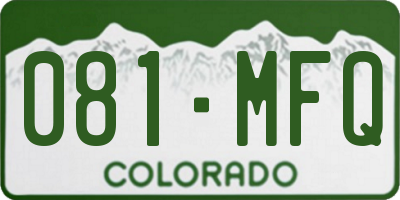 CO license plate 081MFQ