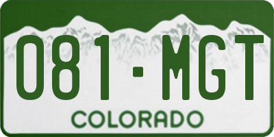 CO license plate 081MGT