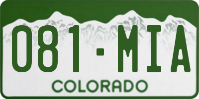 CO license plate 081MIA