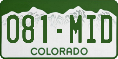 CO license plate 081MID