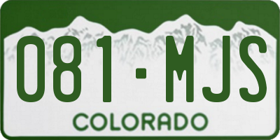 CO license plate 081MJS