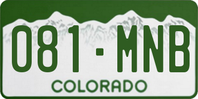 CO license plate 081MNB