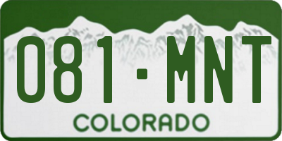 CO license plate 081MNT
