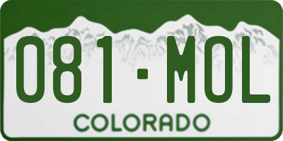 CO license plate 081MOL