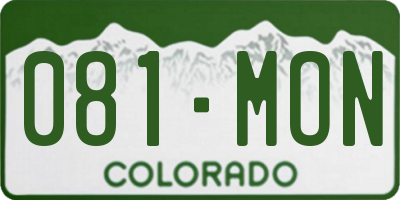 CO license plate 081MON