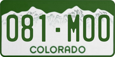 CO license plate 081MOO