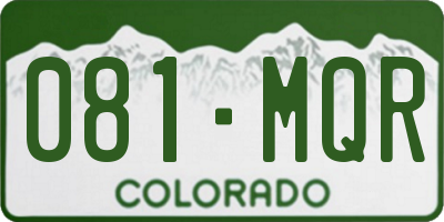 CO license plate 081MQR
