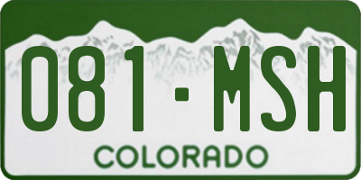 CO license plate 081MSH