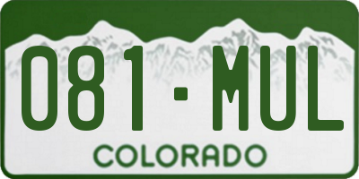CO license plate 081MUL