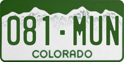 CO license plate 081MUN