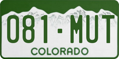 CO license plate 081MUT