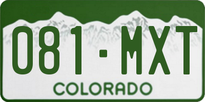 CO license plate 081MXT