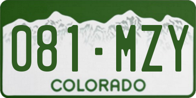 CO license plate 081MZY