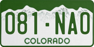 CO license plate 081NAO