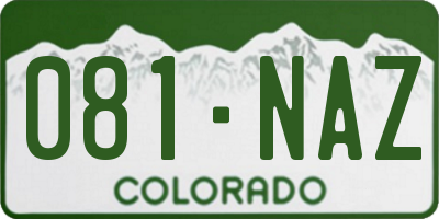 CO license plate 081NAZ