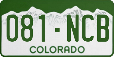 CO license plate 081NCB