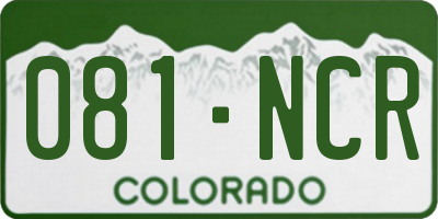 CO license plate 081NCR