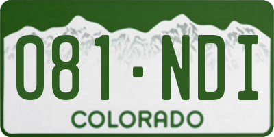 CO license plate 081NDI