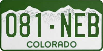 CO license plate 081NEB